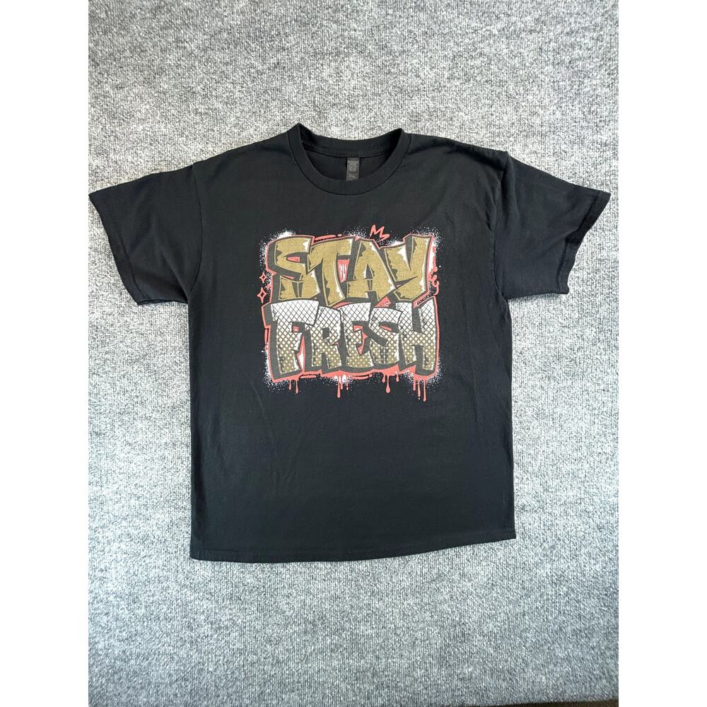 Stay Fresh Graphic T-Shirt Black Streetwear Graffiti Tee Adult Large - Picture 3 of 6